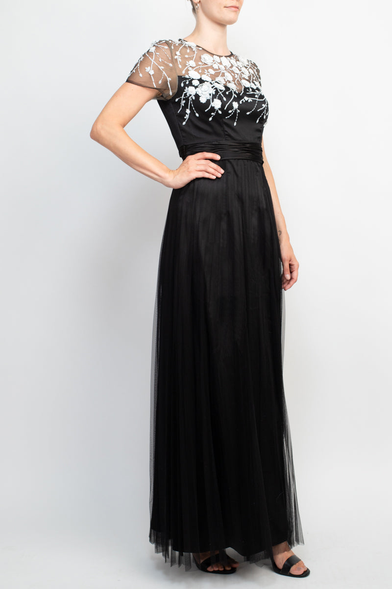 Mother of the Bride Dresses Long Mother of the Bride Short Sleeve Dress BLACK IVORY