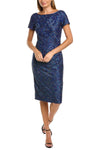 Cocktail Dresses Short Fitted Knee Length Cocktail Dress Blue Multi