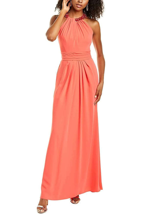 Formal Dresses Long Pleated Formal Evening Dress Coral