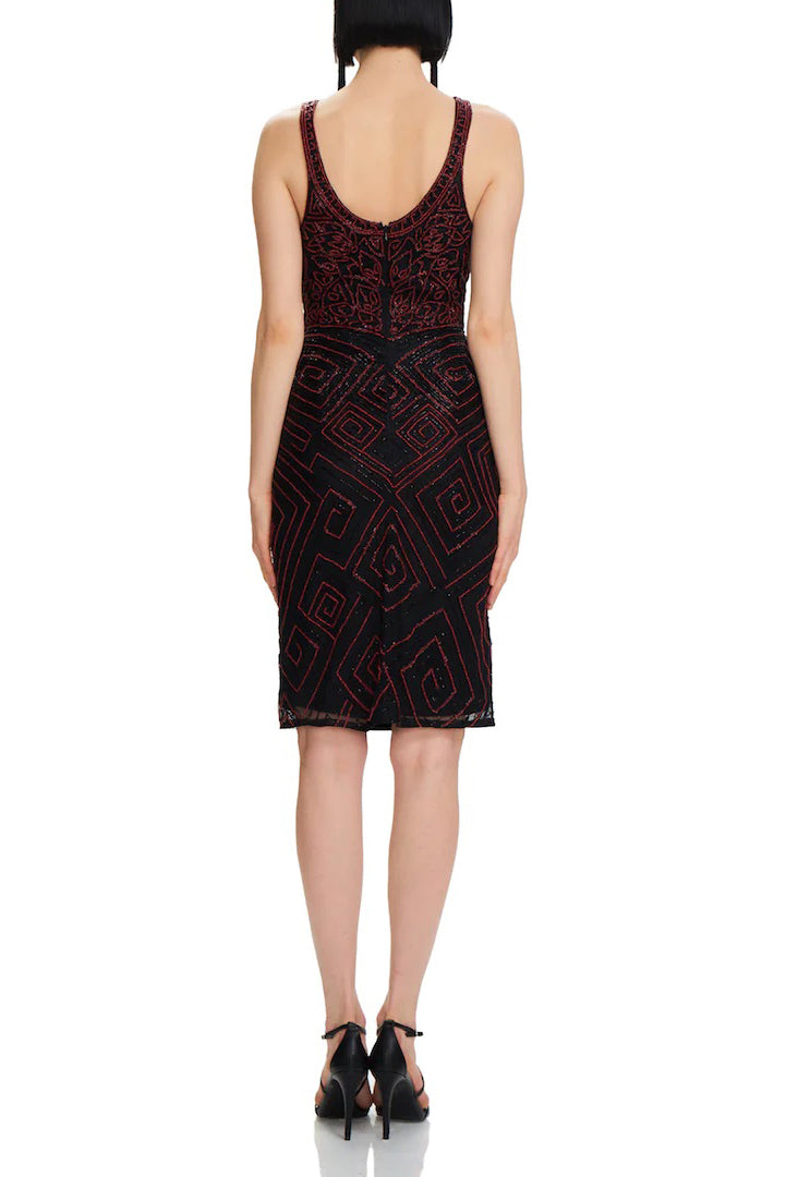 Cocktail Dresses Beaded Short Fitted Cocktail Dress Crimson
