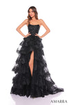 Prom Dresses Long Slit Ruffle Prom Dress Black