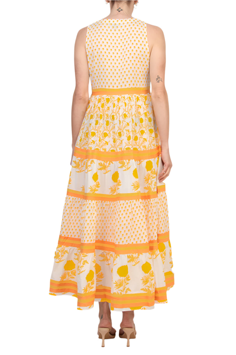 Cocktail Dresses Printed  A Line Tiered Maxi Tea Length Cocktail Dress Multi