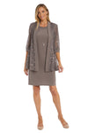 Mother of the Bride Dresses Short Circle Patterned Mother of the Bride Jacket Dress Mocha