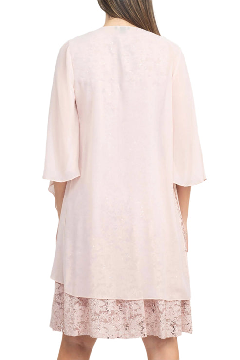 Cocktail DressesLace Short Cocktail Jacket Knee Length Dress Blush