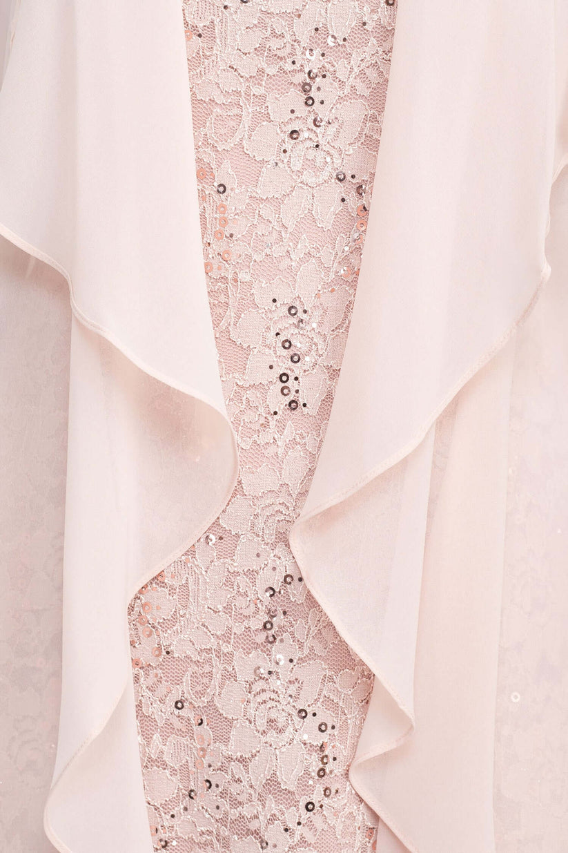 Cocktail DressesLace Short Cocktail Jacket Knee Length Dress Blush