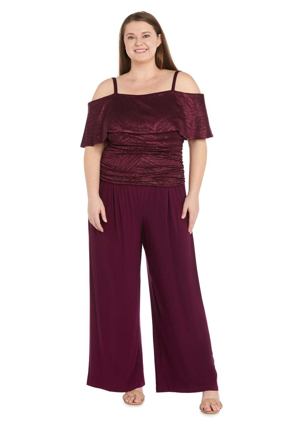 Jumpsuit Plus Size Ruched Jumpsuit Merlot