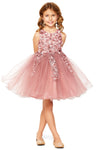 Flower Girl Dresses Short 3D Floral A Line Flower Girl Dress Mauve