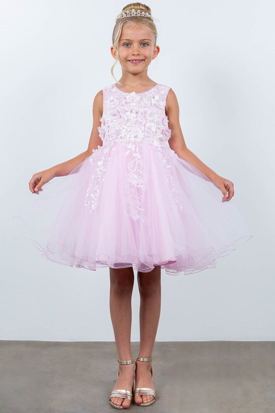 Flower Girl Dresses Short 3D Floral A Line Flower Girl Dress Pink