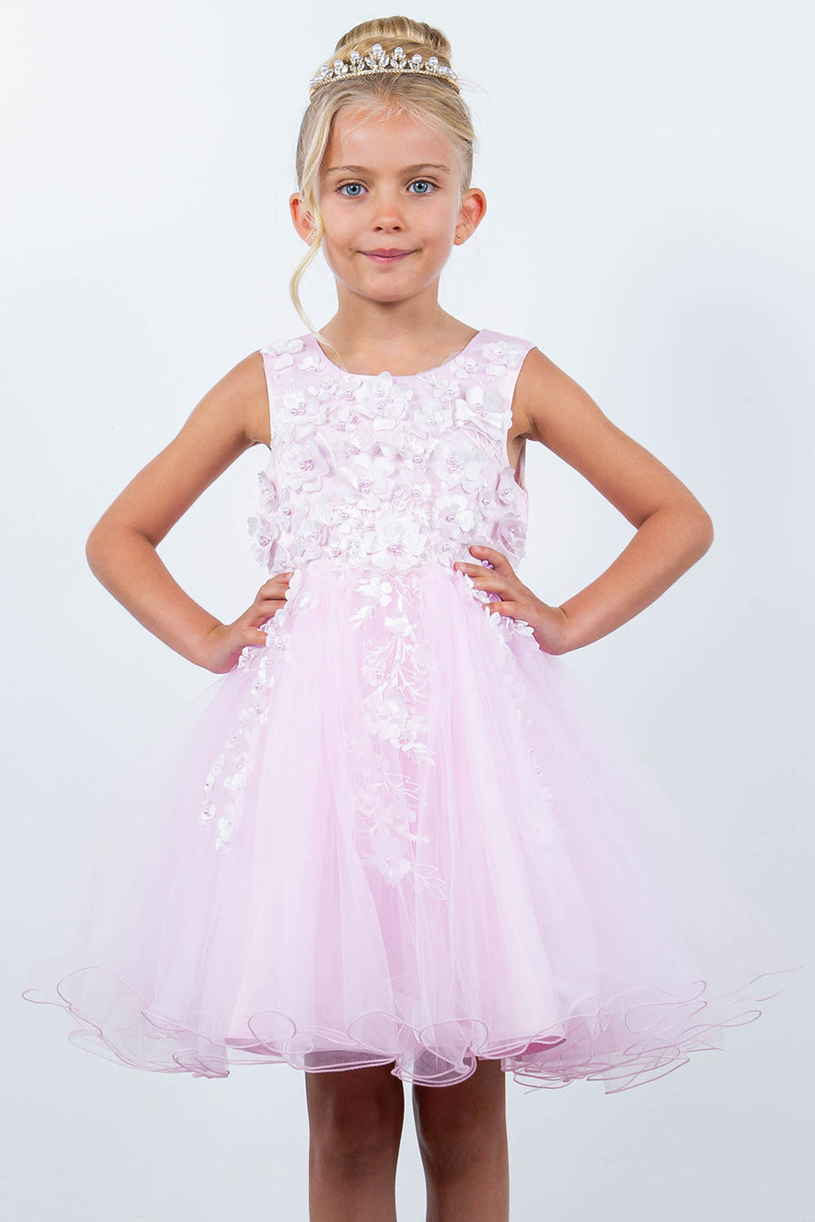Flower Girl Dresses Short 3D Floral A Line Flower Girl Dress Pink