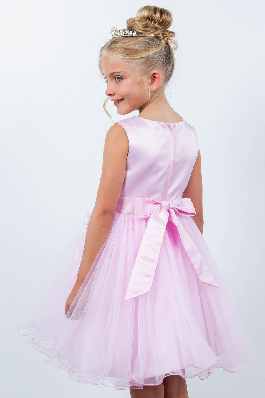 Flower Girl Dresses Short 3D Floral A Line Flower Girl Dress Pink