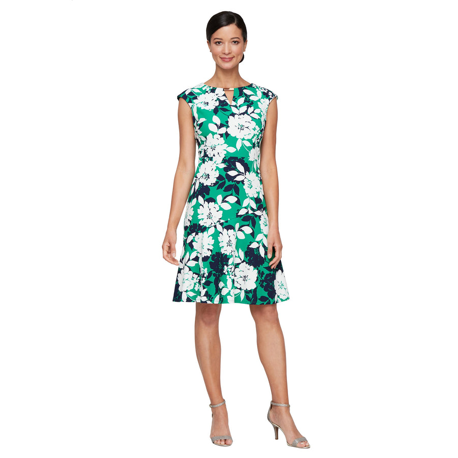 Cocktail Dresses Short Cocktail Printed Detail Mini Dress Green Multi