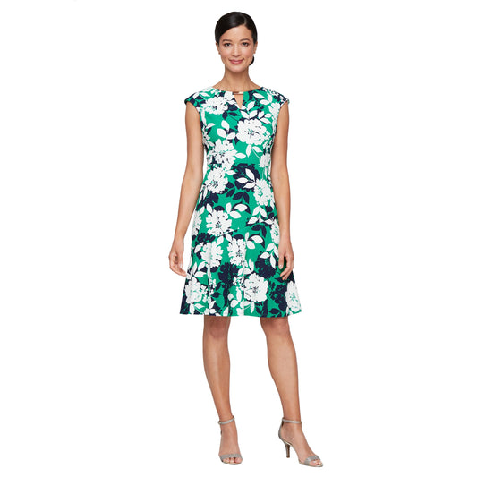 Cocktail Dresses Short Cocktail Printed Detail Mini Dress Green Multi