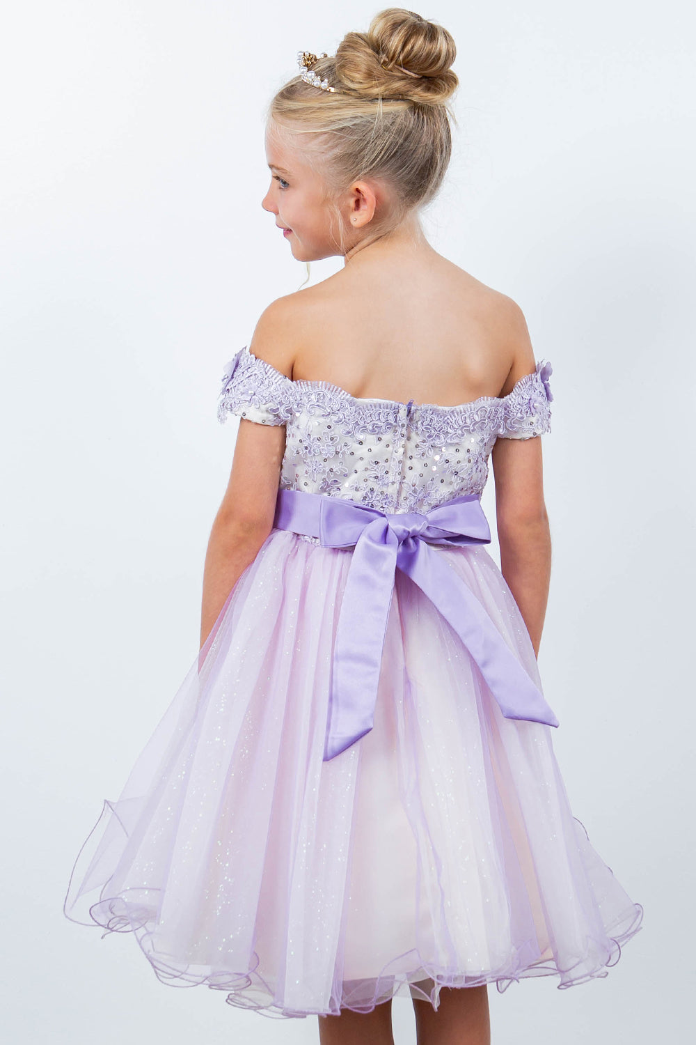 Flower Girl Dresses Short 3D Floral Applique Flower Girl Dress  Lilac