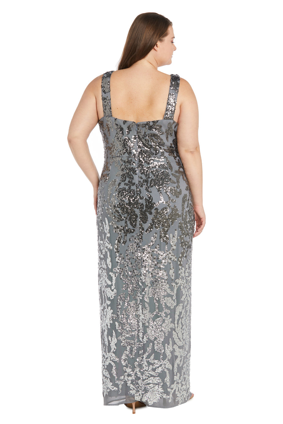 Formal Dresses Plus Size Ombre Sequin Column Long Dress Gunmetal