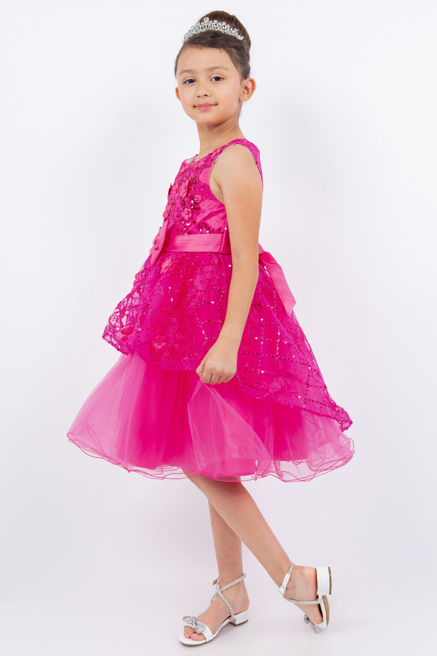 Flower Girl Dresses A Line Short Sequin Applique Flower Girl Dress Fuchsia