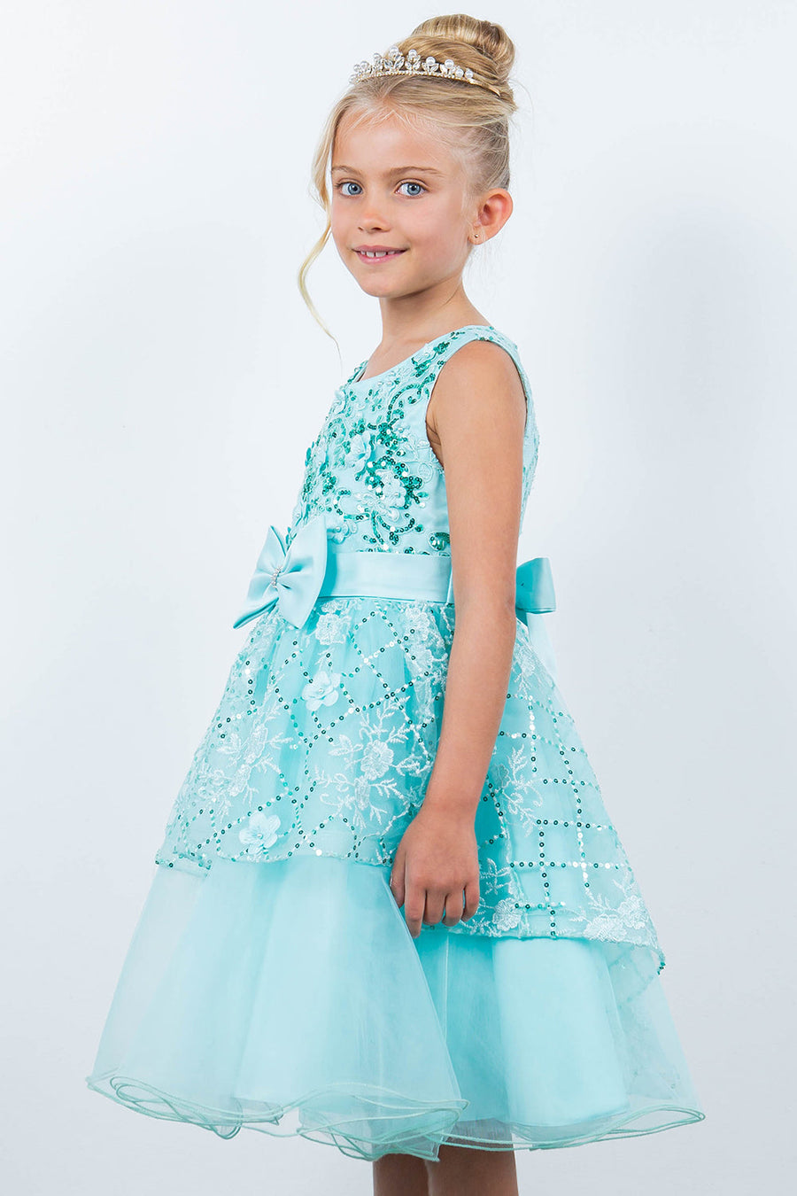 Flower Girl Dresses A Line Short Sequin Applique Flower Girl Dress Mint