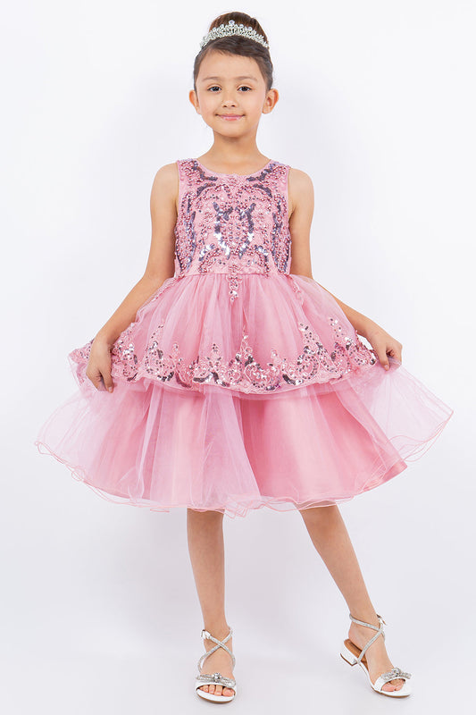 Flower Girl Dresses Short A Line Sequin Lace Flower Girl Dress Dusty Rose