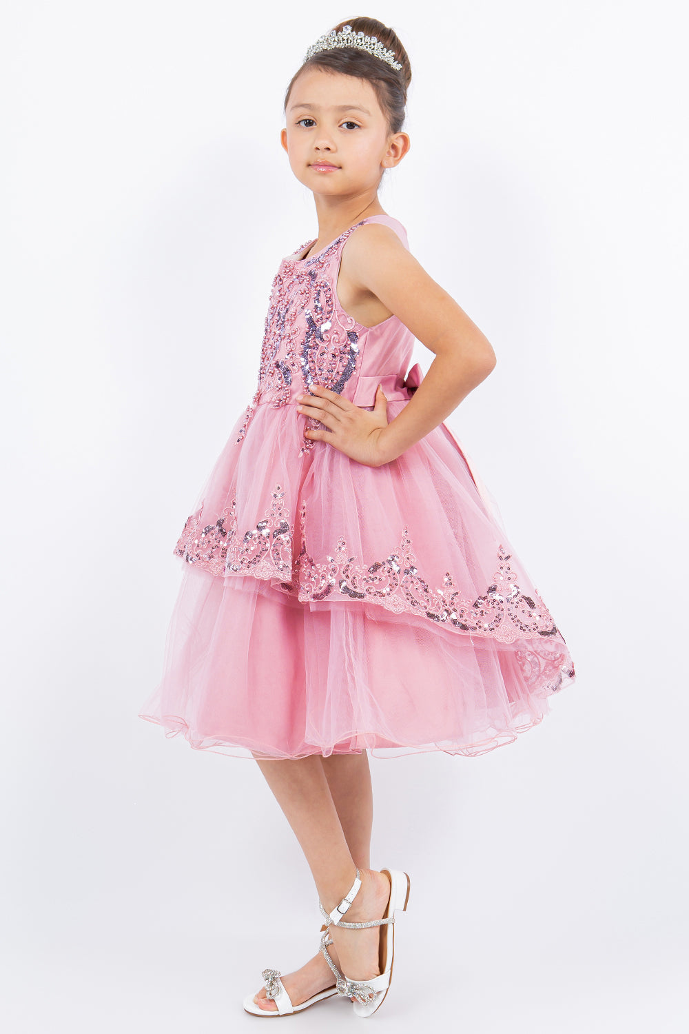 Flower Girl Dresses Short A Line Sequin Lace Flower Girl Dress Dusty Rose