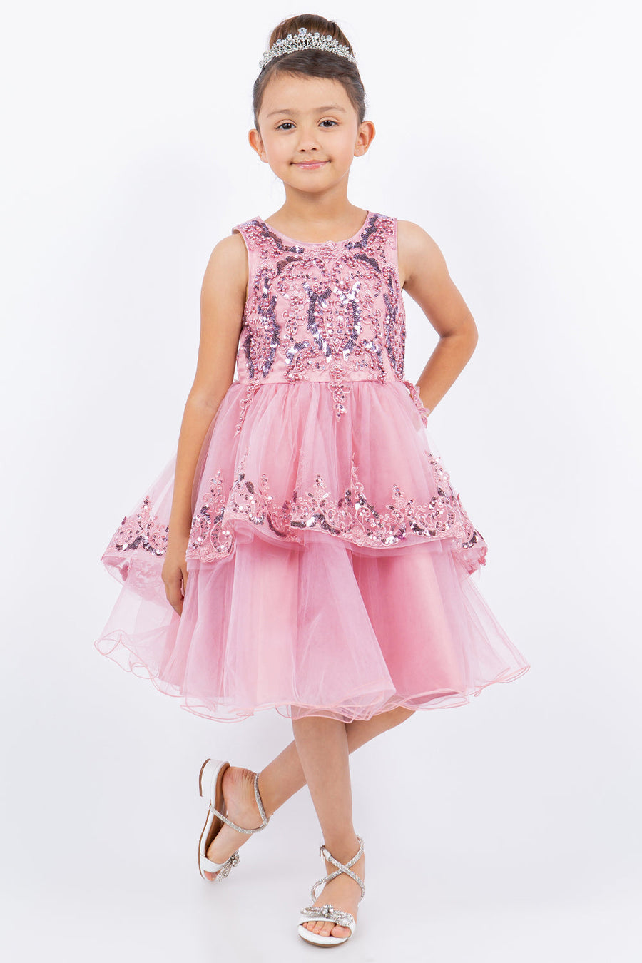 Flower Girl Dresses Short A Line Sequin Lace Flower Girl Dress Dusty Rose
