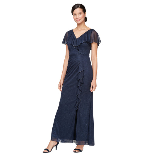 Formal Dresses  Long Formal Capelet Dress Navy