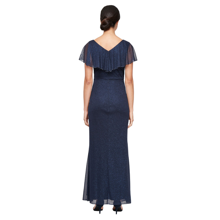 Formal Dresses  Long Formal Capelet Dress Navy