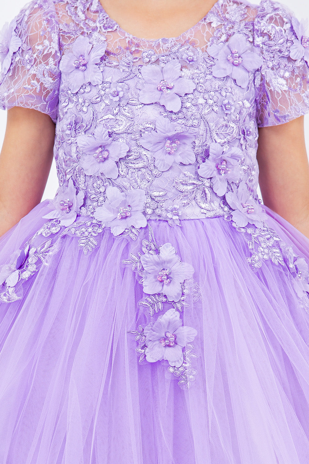 Flower Girl Dresses Short 3D Floral A Line Flower Girl Dress Lilac