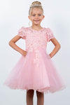 Flower Girl Dresses Short 3D Floral A Line Flower Girl Dress Peach