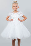 Flower Girl Dresses Short 3D Floral A Line Flower Girl Dress White