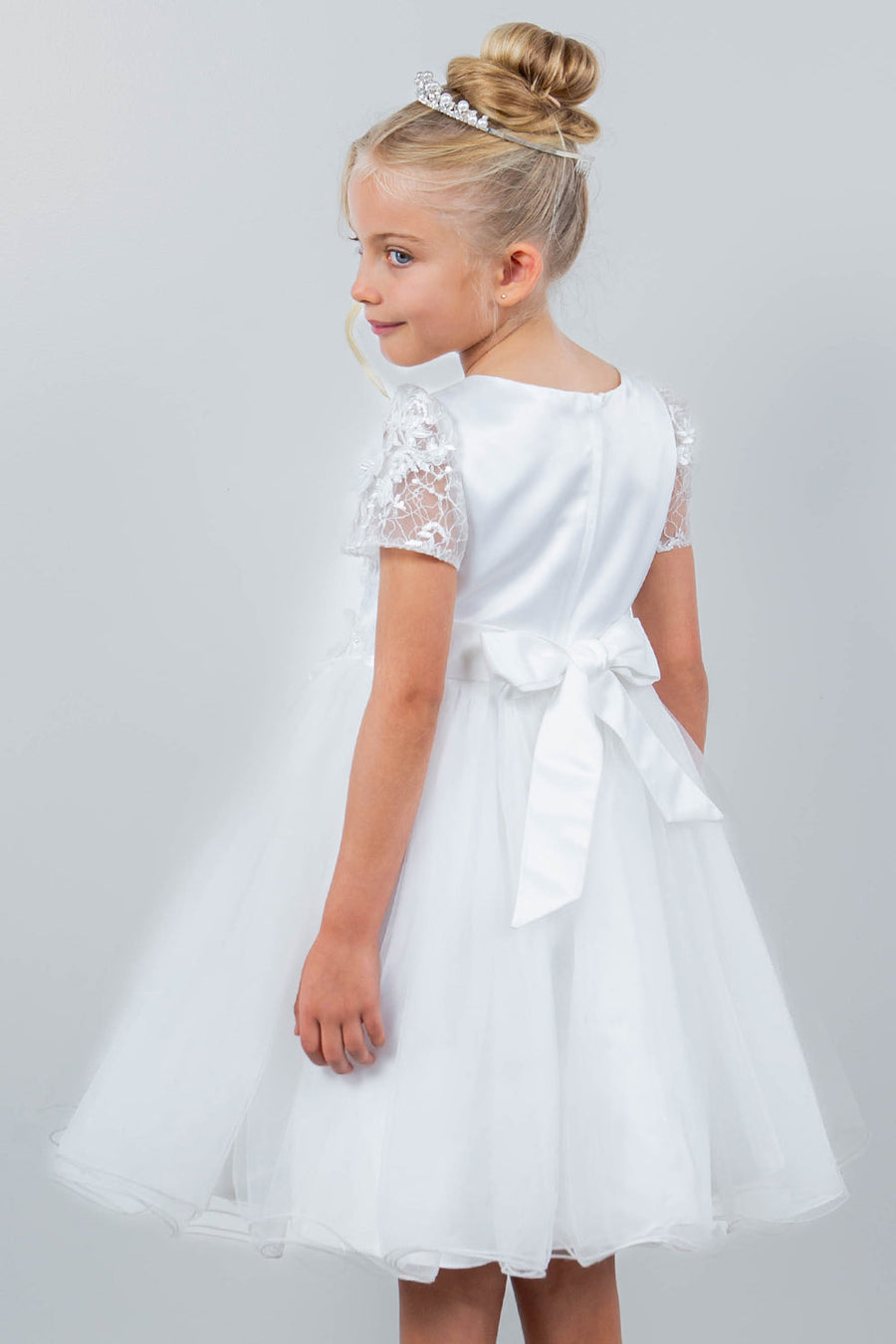 Flower Girl Dresses Short 3D Floral A Line Flower Girl Dress White