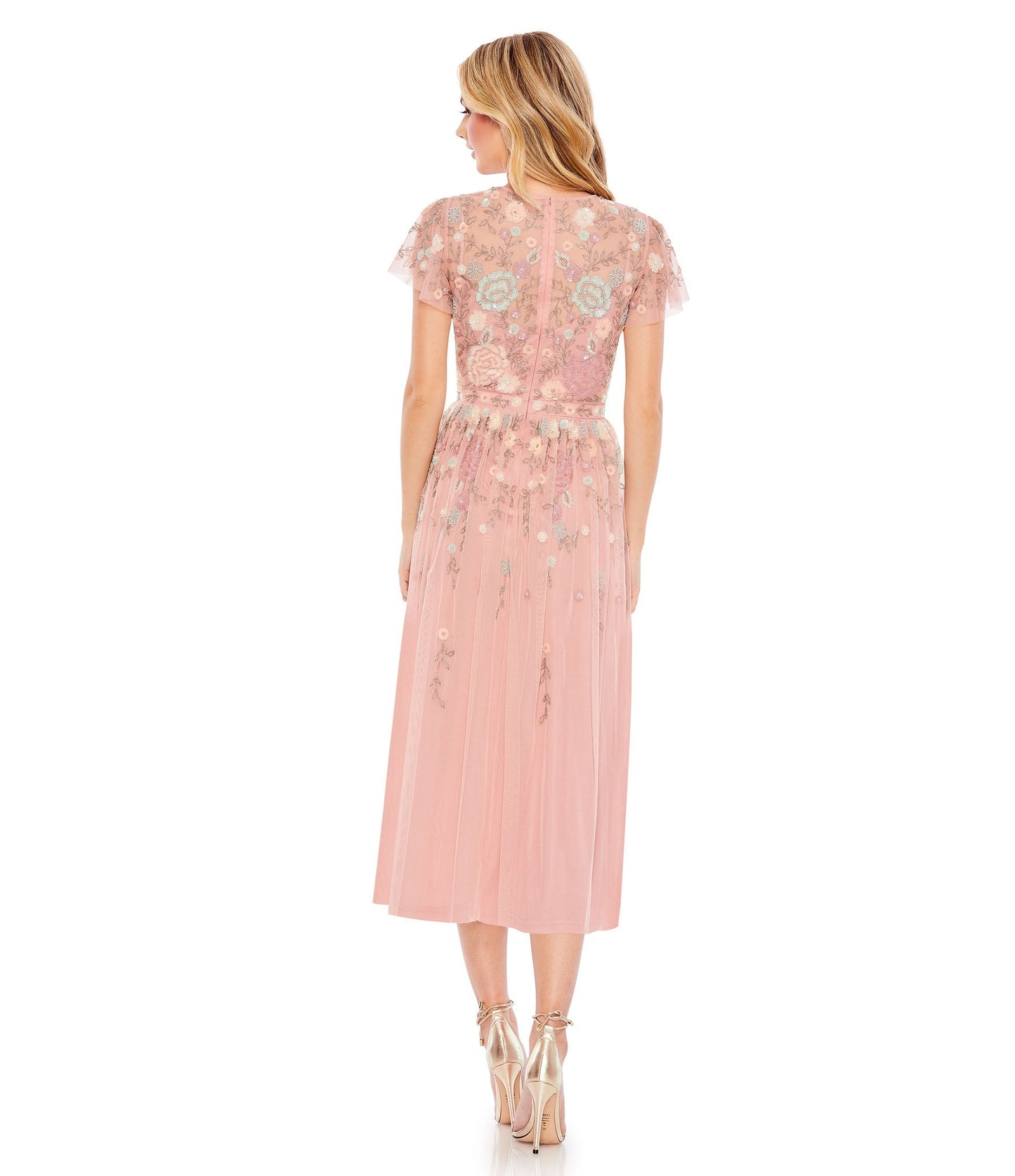Cocktail Dresses  Butterfly Embellished Cocktail Midi Dress Dusty Rose