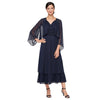 Formal Dresses Mother of the Bride Formal Jacket Tea Length Dress Navy