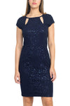 Cocktail Dresses Fitted Lace Short Cocktail Dress Navy