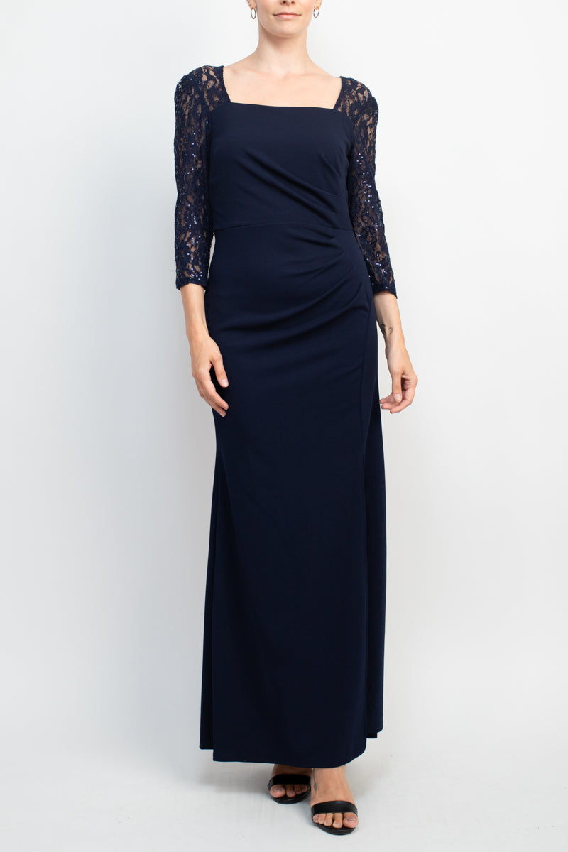 Formal Dresses Long Pleated Slit Formal Dress NAVY