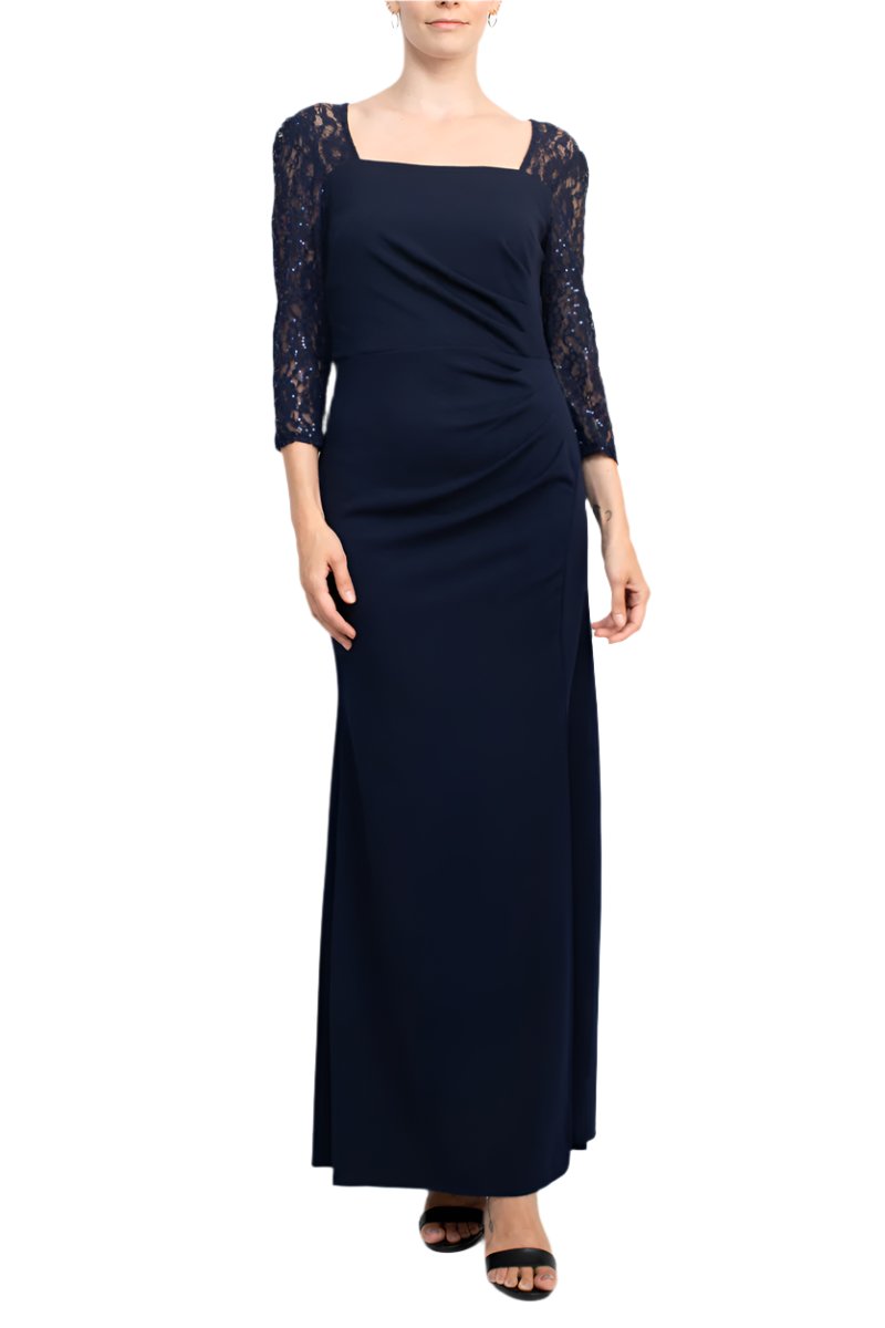Formal Dresses Long Formal Pleated Evening Dress Navy
