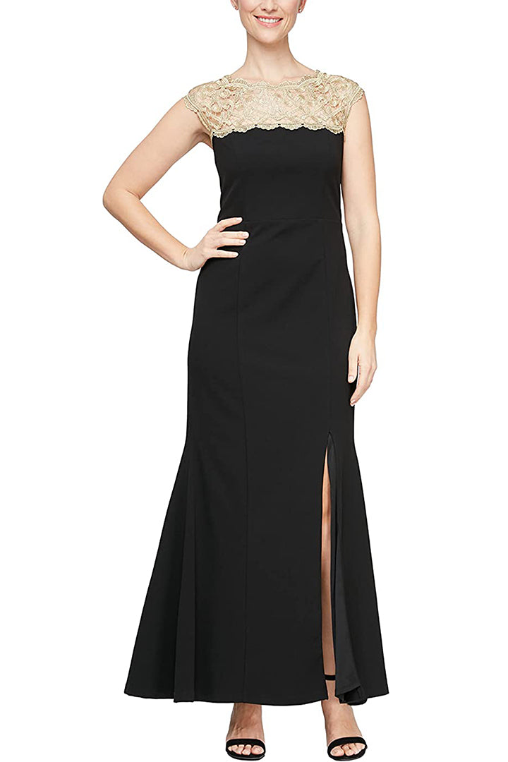 Formal Dresses Long Lace Slit Formal Dress BLACK GOLD