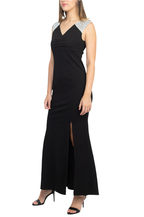 Formal  Dresses Fitted Slit Long Formal Evening Dress Navy