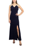 Formal  Dresses Fitted Slit Long Formal Evening Dress Navy