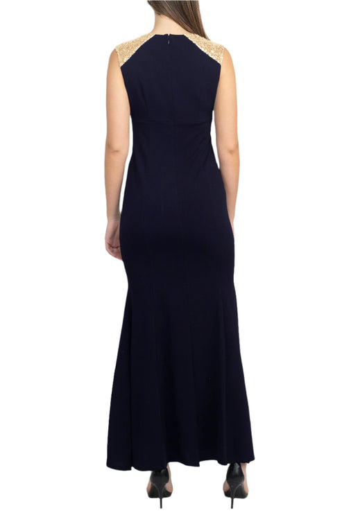 Formal  Dresses Fitted Slit Long Formal Evening Dress Navy