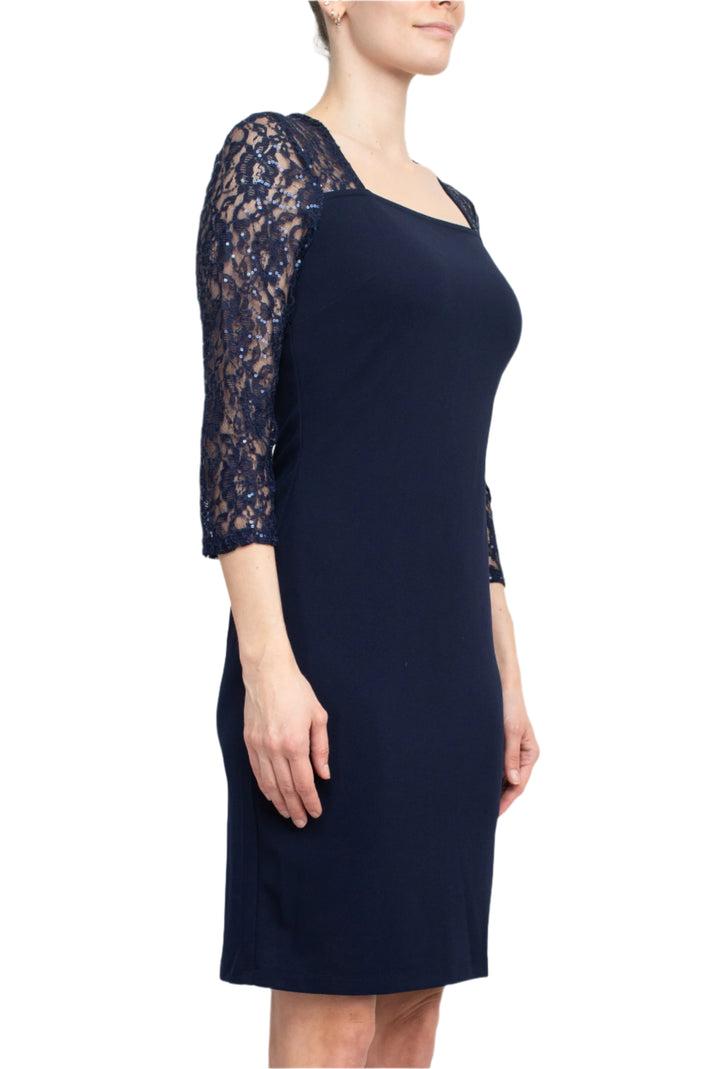 Cocktail Dresses Short Fitted Cocktail Lace Dress Navy