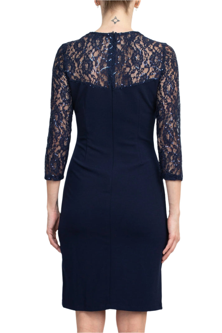 Cocktail Dresses Short Fitted Cocktail Lace Dress Navy