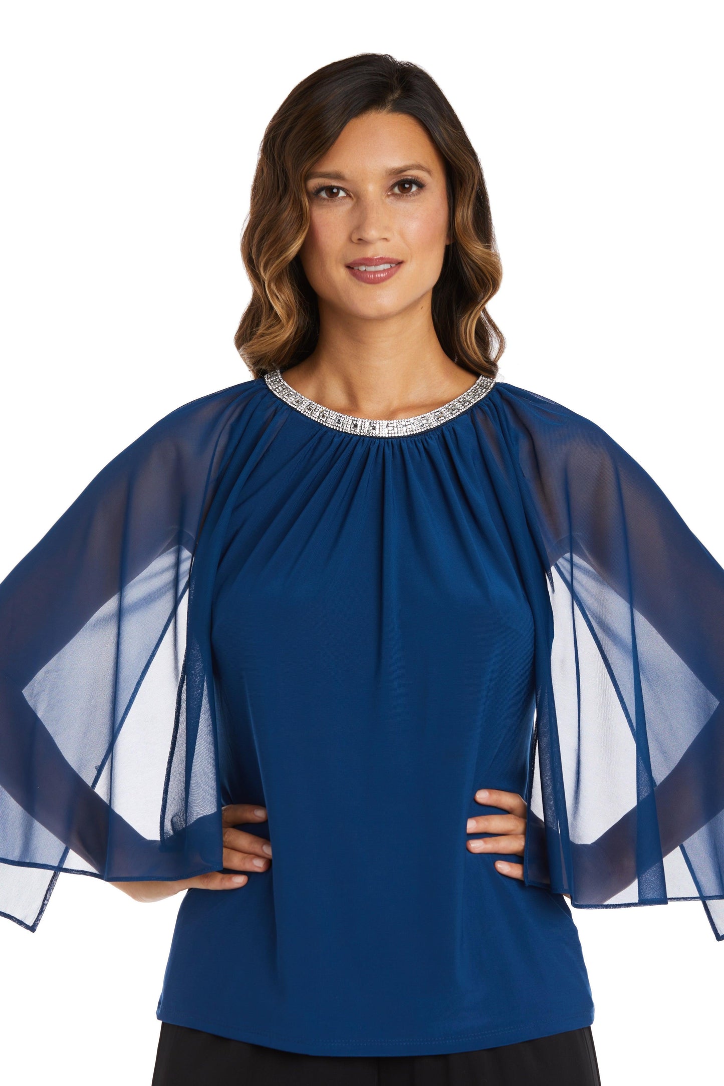 R&M Richards 9144 Formal Chiffon Capelet Top