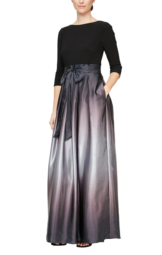 Formal Dresses Ombre Skirt Long Formal Dress Black Silver