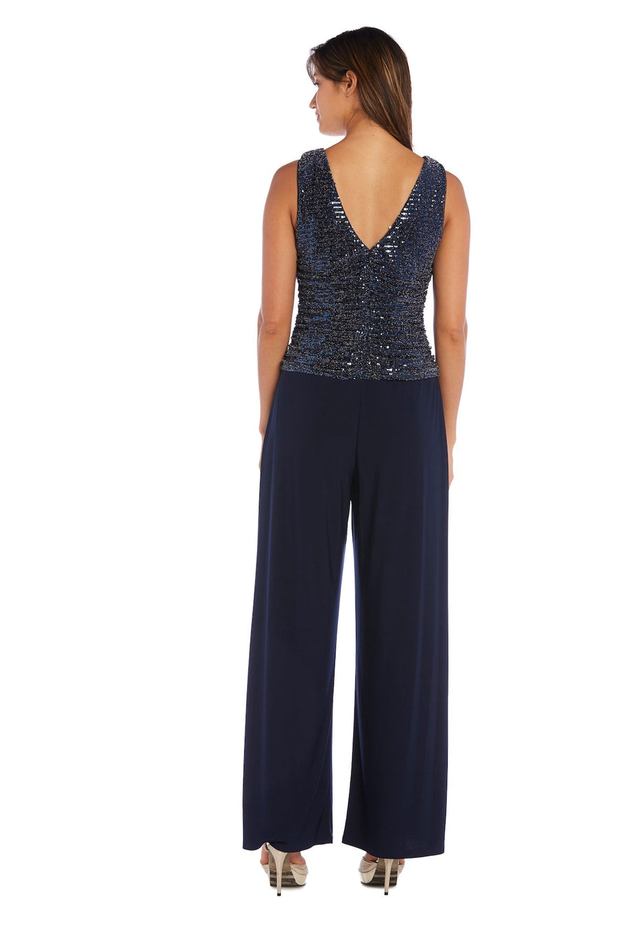 Jumpsuit Long Formal Metallic Jumpsuit Silver/Black