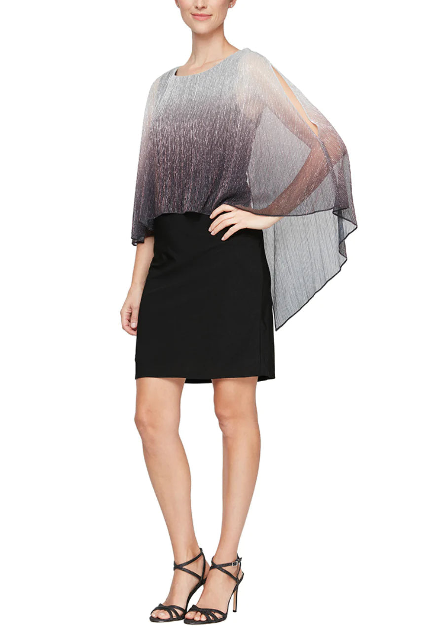 Cocktail Dresses Ombre Capelet Cocktail Dress Black Silver