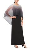 Mother of the Bride Dresses Shimmer Ombre Long Formal Dress Black Silver