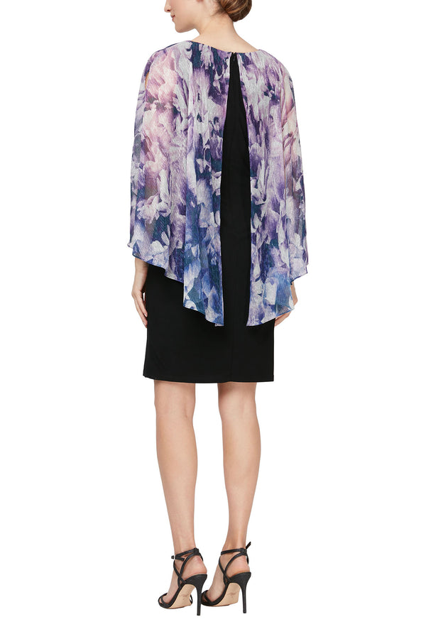 Cocktail Dresses Short Printed Cocktail Dress Purple Multi