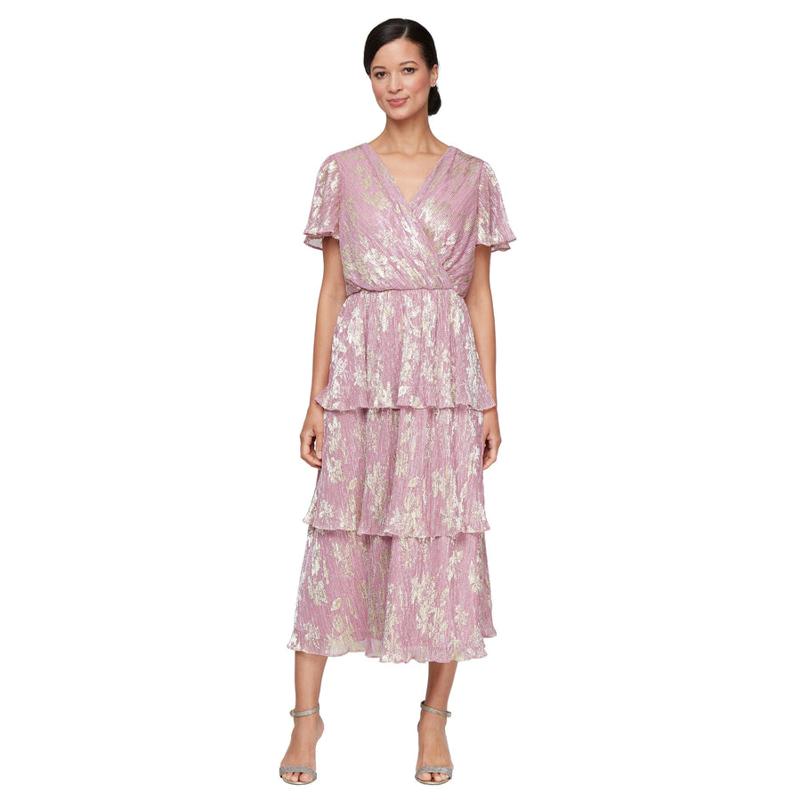 Formal Dresses Tiered Printed Formal Midi Dress Blush