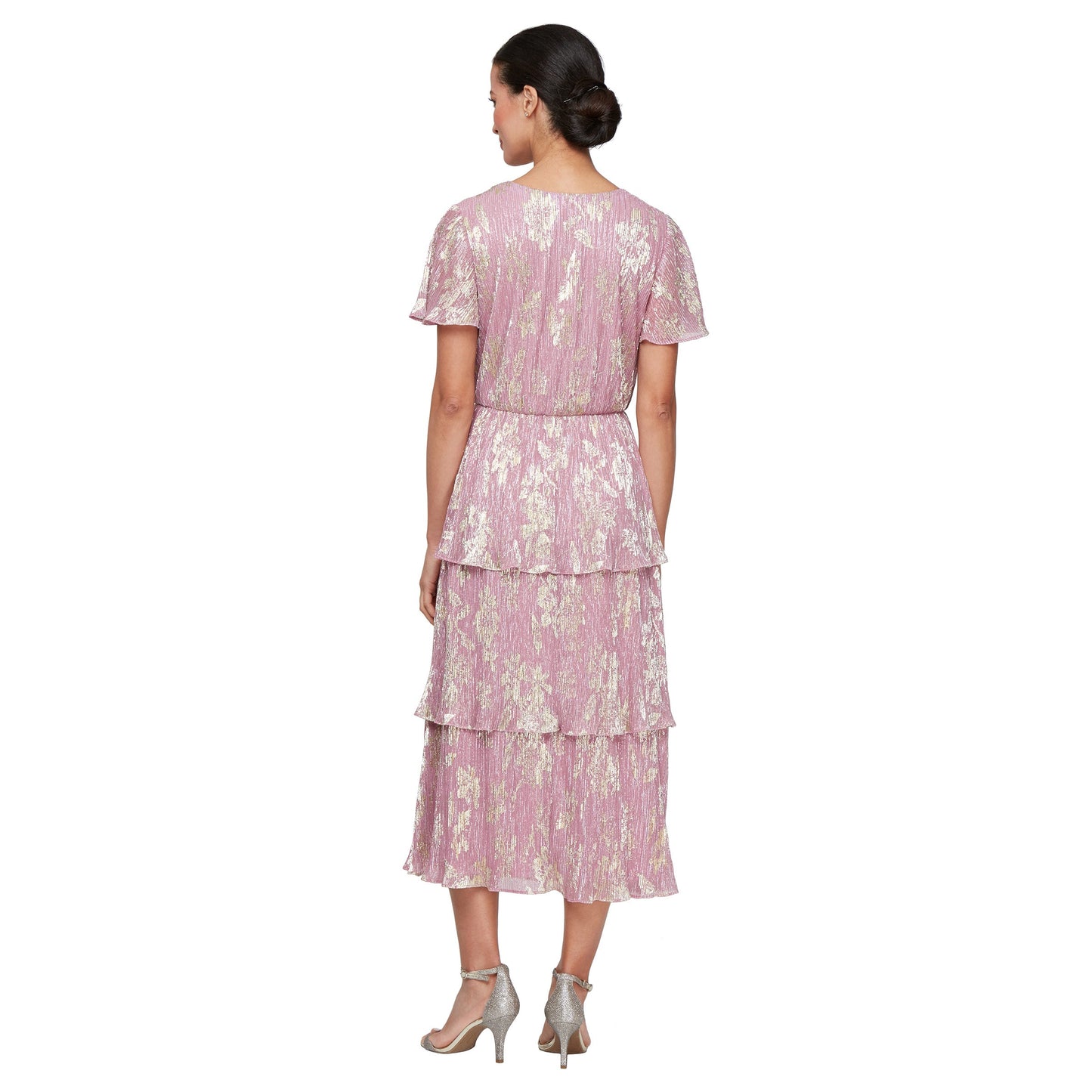 Formal Dresses Tiered Printed Formal Midi Dress Blush