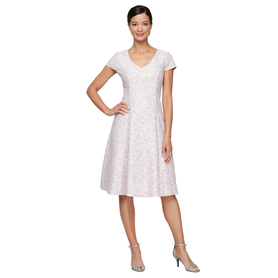 Formal Dresses A Line Metallic Midi Length Formal Dress Pale Lilac