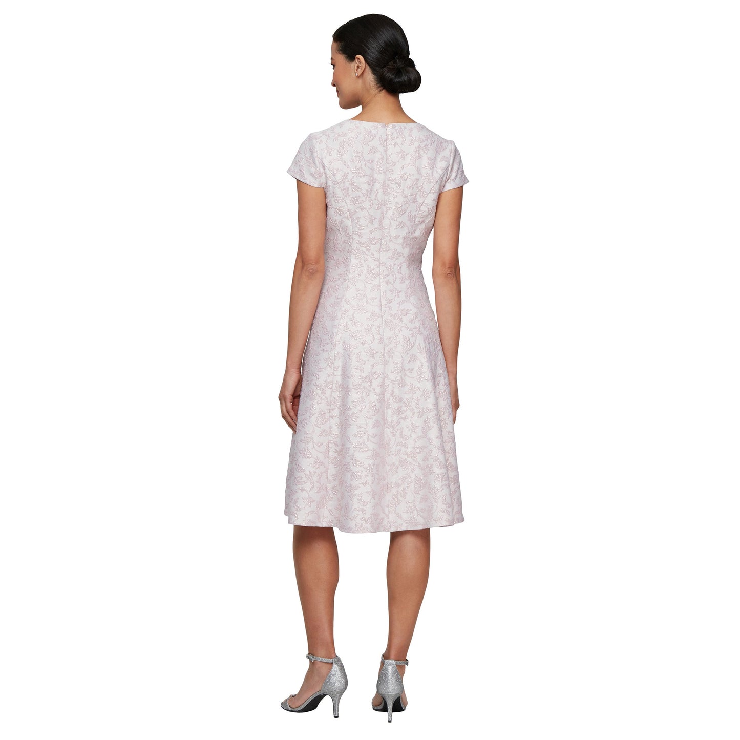 Formal Dresses A Line Metallic Midi Length Formal Dress Pale Lilac